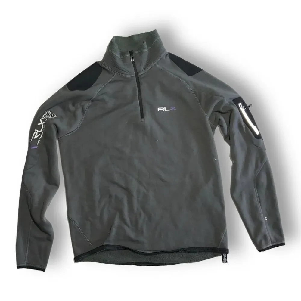 🧊 POLO RLX Men’s Gray Fleece‎ 1/4 Zip Pullover | Size XL | Tech-Core Beast